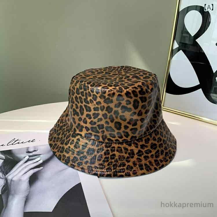 【送料無料】つば 小 ストリート レザー 両面 ヒョウ柄 シック レトロ ファッション カジュアル おしゃれ シンプル オールシーズン ディース