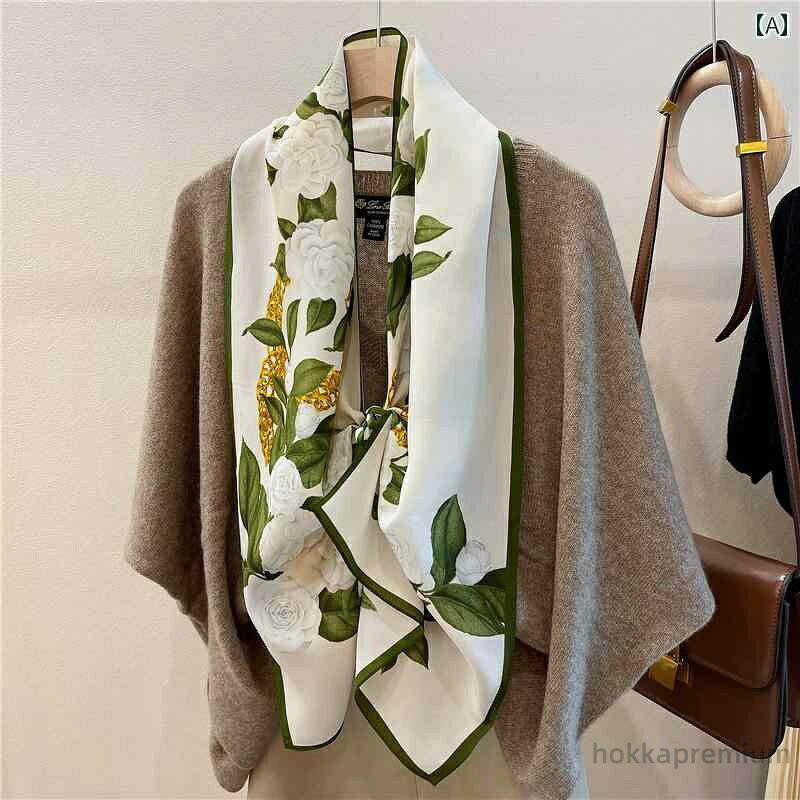 【送料無料】ショール 装飾 オールシーズン 薄手 メンズレディース シルク風 カジュアル ファッション シンプル 柄付き おしゃれ スカーフ