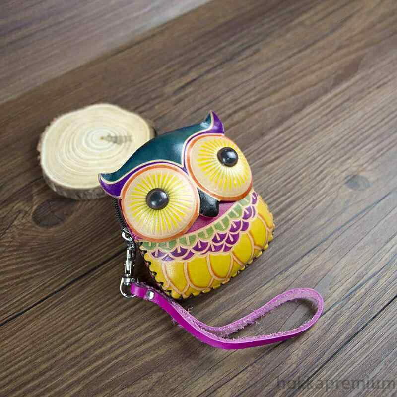 【送料無料】猫 ふくろう キュート 豊富な色と コインホルダー アニマル 動物 カードホルダー 牛革 小銭入れ