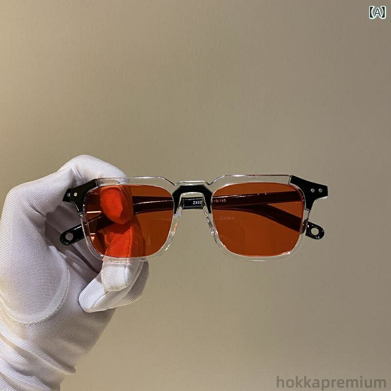 【送料無料】青 黄色 赤 レトロ ネイル 小さな四角 紫外線対策 トラベル シーサイド 韓国 偏光 UVカッ..