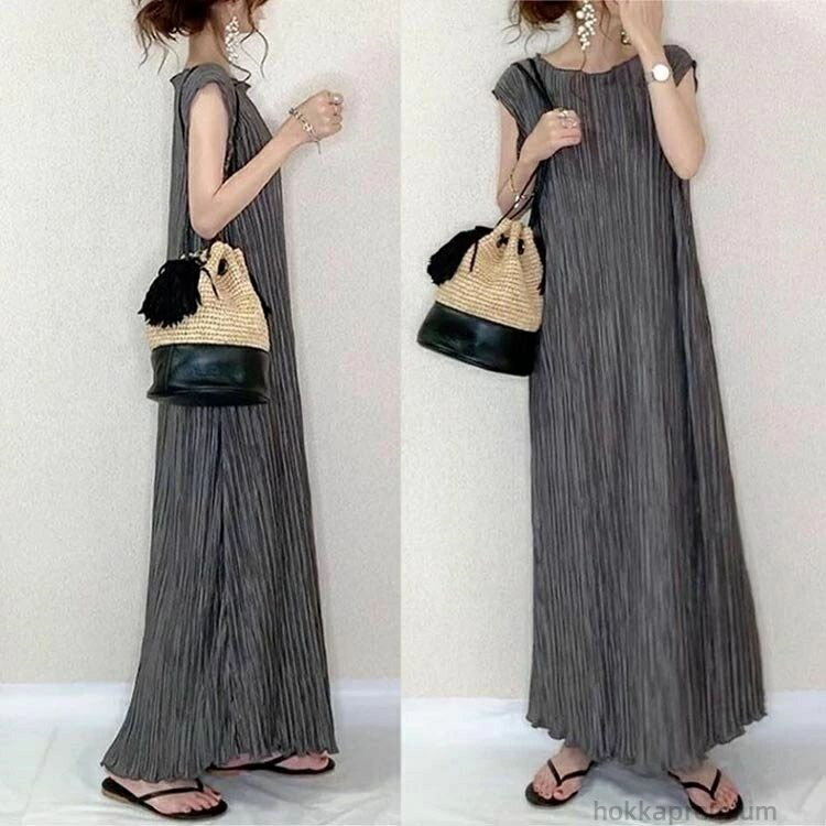 【送料無料】大きいサイズ オシャレ フレアカート リネン ノースリープワンピース マキシワンピース キ..