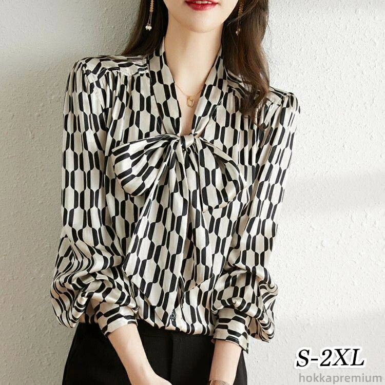 【送料無料】おしゃれ きれいめ ミセス 30代 40代 50代 ボウタイ リボン 総柄 スーツ 通勤 オフィスカ..