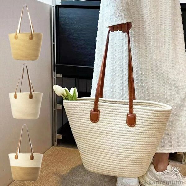 【送料無料】ベージュ コーヒー レディース 鞄 バッグ 大きい A4 肩掛け 無地 麦わら ストロー かごバ..