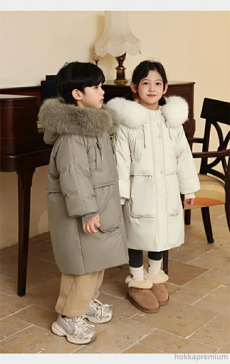 【送料無料】ダウン ジャケット キッズ ダウンコート 男の子 女の子 中綿 コート ファーフード 無地 子..