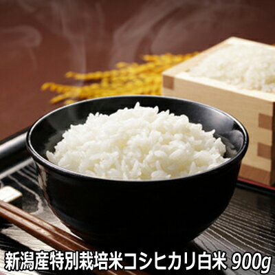 令和5年産 新潟産特別栽培米コシヒカリ 白米 900g（6合 12人前) 【食味Sランク】農薬節減（7割減） 有機肥料栽培米・残留農薬ゼロ（検査済）送料無料 一等級 クリックポスト便発送 【新潟産 白米】お試しのサムネイル