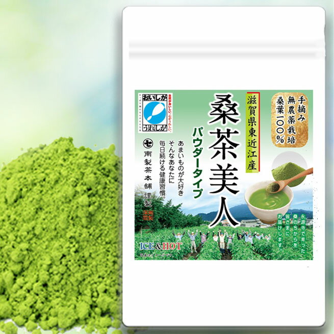 ◆桑茶美人 国産 桑の葉茶 粉末 パウダー 100g (滋賀県産 無農薬桑100%パウダー) ダイエット 糖質制限 糖質対策 中性脂肪 体脂肪 コレステロール 桑の葉 桑茶 くわ くわ茶 桑の葉青汁 無農薬 ノンカフェイン 妊婦 健康茶 無添加 送料無料