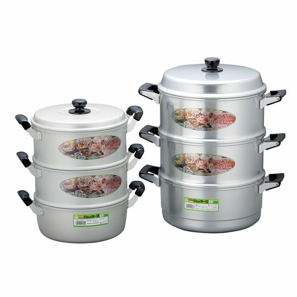 NEWジェッター 二重セット 30cm ガス火蒸し器 セイロ 鍋 スチーマー 日本製 アルミ 業務用 プロ 大容量 ヘルシー