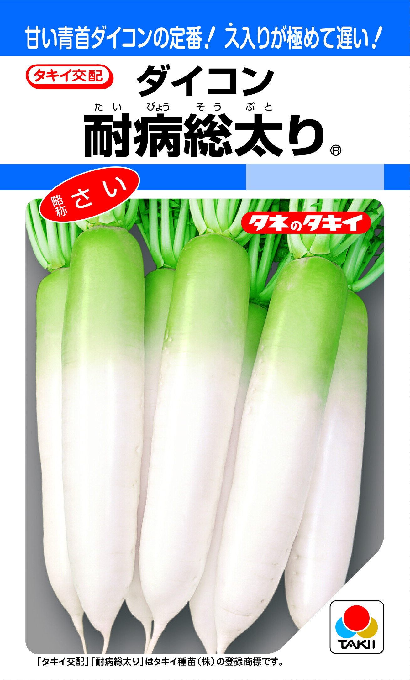 タキイ交配 大根 耐病総太り 小袋DF(16ml) タネ 種子