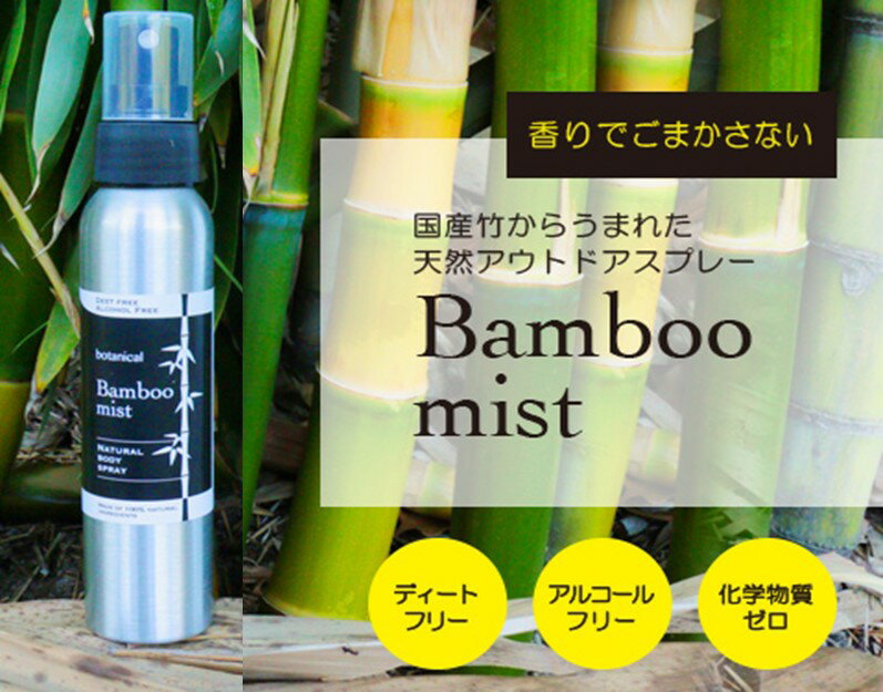 虫よけ バンブーミスト ボトル 100ml アウトドア スプレーミスト Bamboo mist 天然成分100% ディートフリー アルコールフリー 軽量 お出かけ 公園 キャンプ 海 山 登山 エシカルバンブー オーガニック SDGs