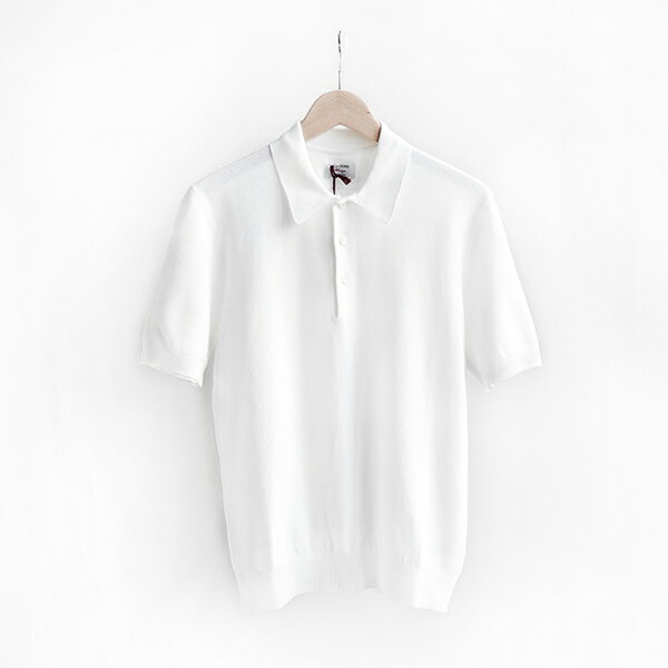 GRAN SASSO グランサッソ Cotton rice stitch Short-sleeve Polo shirt Whiteコットン ライスステッチ 半袖ポロシャツ ホワイト 