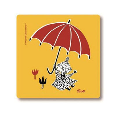 ムーミン オプトデザイン 木製コースター (Little My Umbrella Yellow)