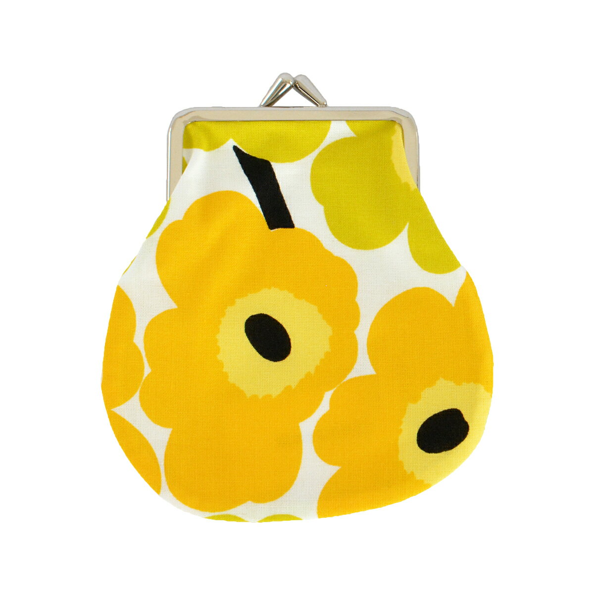 marimekko マリメッコ Mini Unikko ミニ・ウニッコ Pieni Kukkaro がま口ポーチ ホワイト×ライム【北欧雑貨】