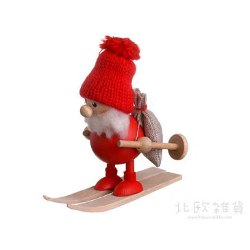 NORDIKA nisse ノルディカ ニッセ クリスマス 木製人形（スキーをしているふとっちょサンタ／レッド／NRD120103) 【北欧雑貨】