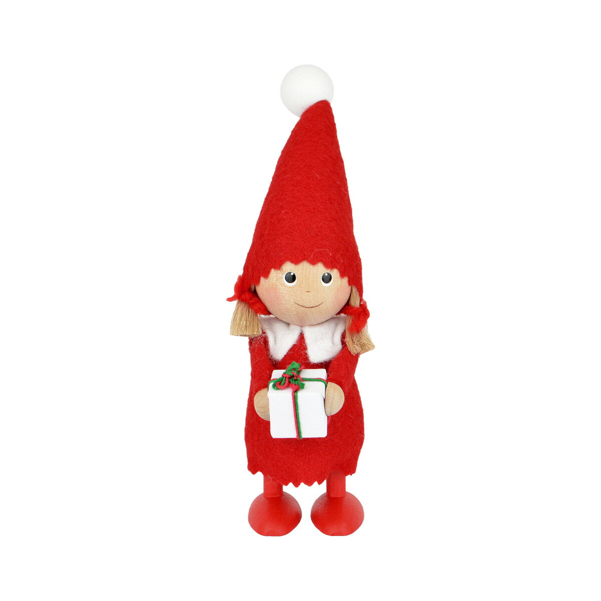 NORDIKA nisse ノルディカ ニッセ クリスマス 木製人形（プレゼントを持った女の子／レッド／NRD120065) 【北欧雑貨】