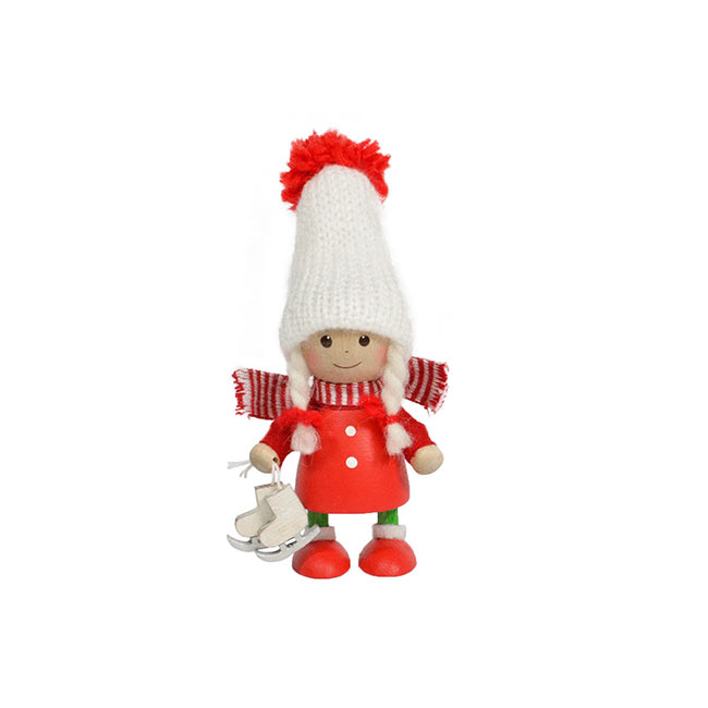 NORDIKA nisse ノルディカ ニッセ クリスマス 木製人形 (スケート靴を持った赤いコートの女の子/NRD120591)