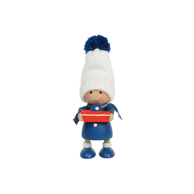 NORDIKA nisse ノルディカ ニッセ クリスマス 木製人形 (小舟を持った青いコートの男の子/NRD120592)