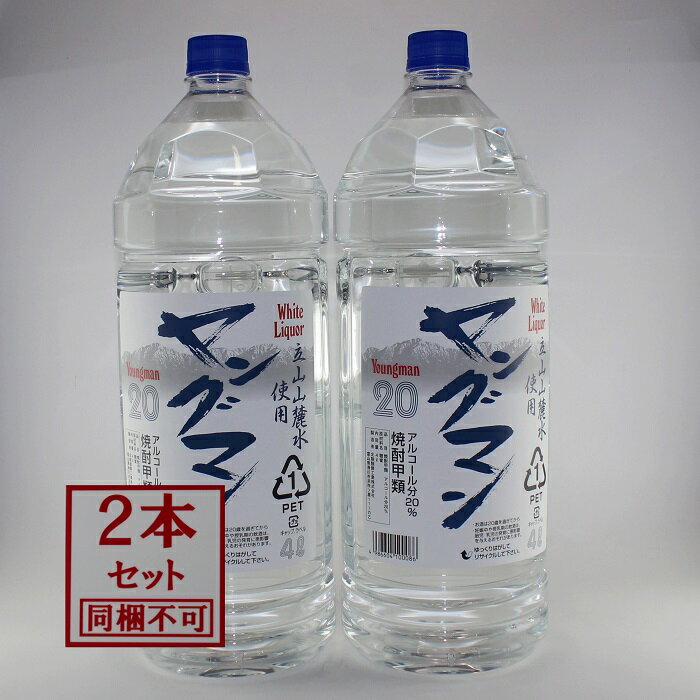 焼酎甲類 【お買い得】 富山の甲類焼酎 20％ ヤングマン 4L 2本 焼酎甲類【同梱不可】