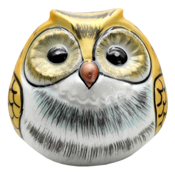 九谷焼フクロウ 1.8号ふくろう 金釉彩