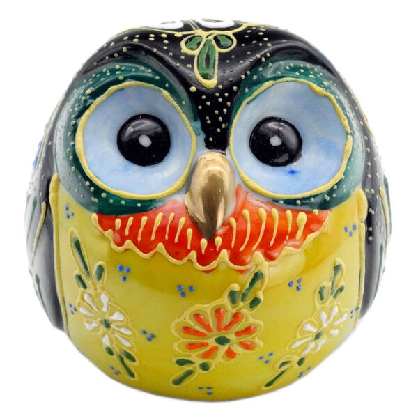 九谷焼フクロウ 2.3号ふくろう 黒盛