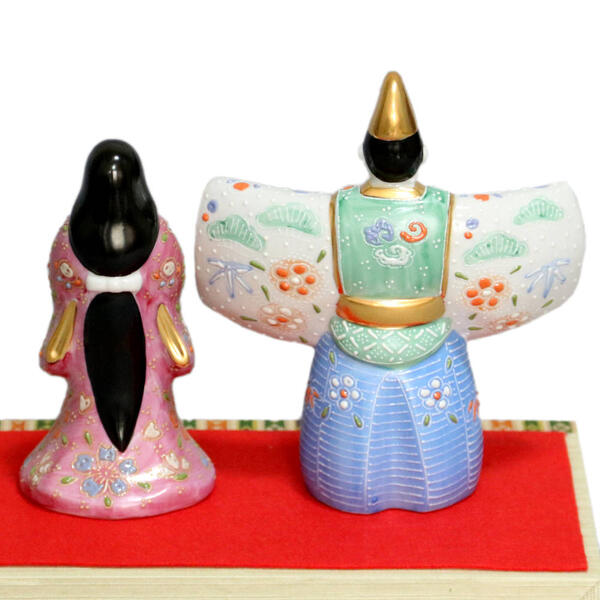 九谷焼 ひな人形 長峰5.6号立雛人形 白盛 [コンパクト収納飾り 親王飾り]