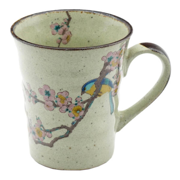 九谷焼 北山堂ラッパマグカップ 梅に鳥（内側 柄なし）