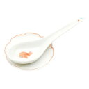 九谷焼 皿付きレンゲ 金魚