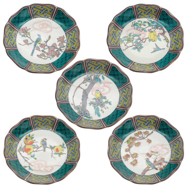 九谷焼 4.5号皿揃（5枚セット）花鳥絵変りK9-89