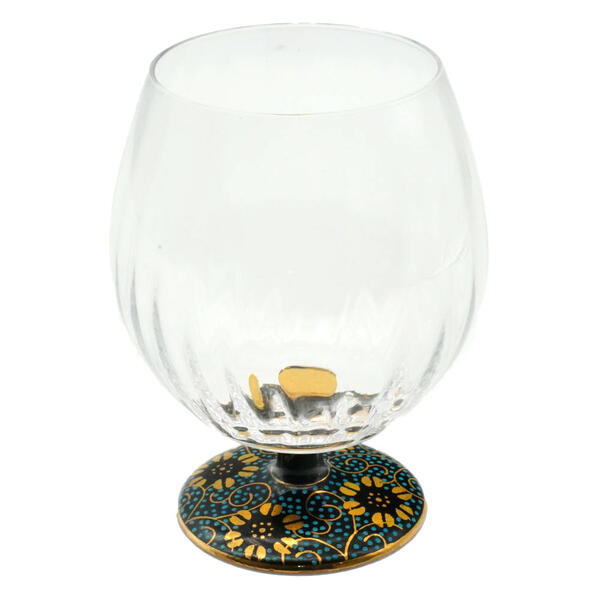 九谷焼 まんまるストライプグラス（小）青粒鉄仙 [九谷和グラス] 【クーポン対象外商品・全クーポン使用不可】