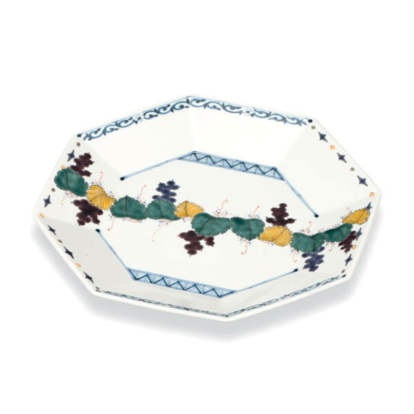 九谷焼 銀泉窯8号八角皿（大皿）葡萄文 AP8-5024