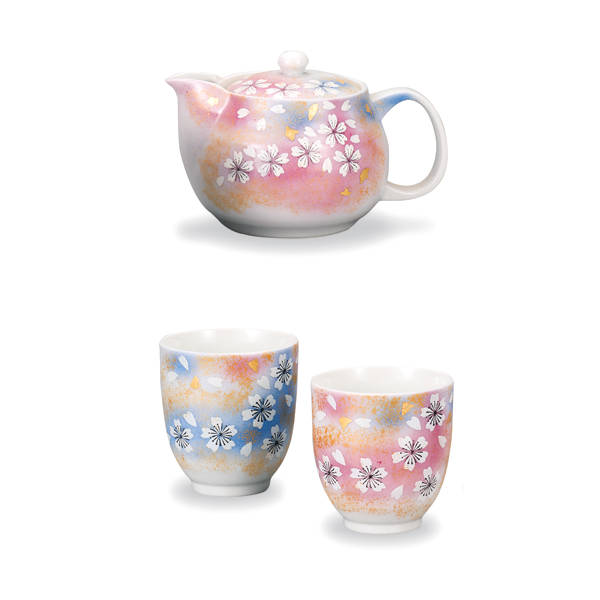 九谷焼 憩い揃（ポット急須＆組湯呑みセット）花の舞 AP8-0529