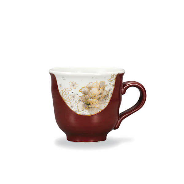 西由紀夫 九谷焼マグカップ 本金墨花詰 赤 AP8-5025