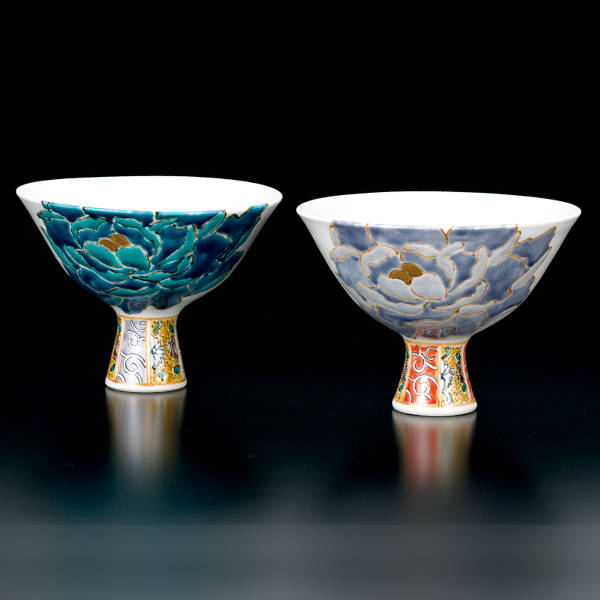 佐藤剛志 九谷焼組高台鉢 牡丹図 AP8-7035