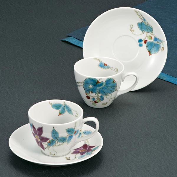 平野由佳 九谷焼ペアカップ＆ソーサー 二趣 AP8-0791