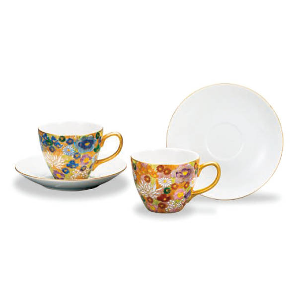 九谷焼 ペアカップ＆ソーサー 金花詰 AP8-0792