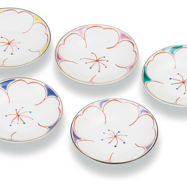 九谷焼 3.5号皿揃（5枚セット）さくら AP8-0103 [豆皿 小皿]