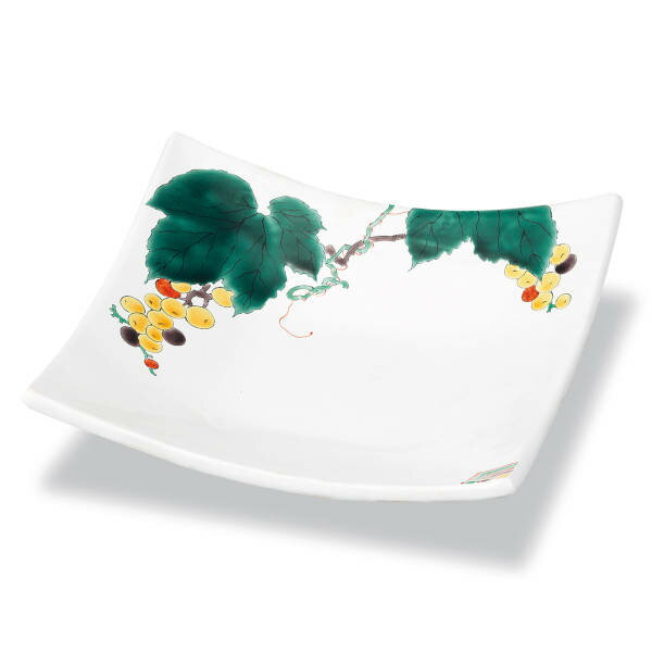 九谷焼 晄窯角皿（大皿）ぶどう AP8-5010