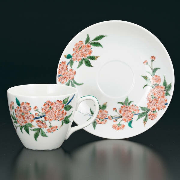 三ツ井為吉 九谷焼カップ＆ソーサー 桜 AP8-7021