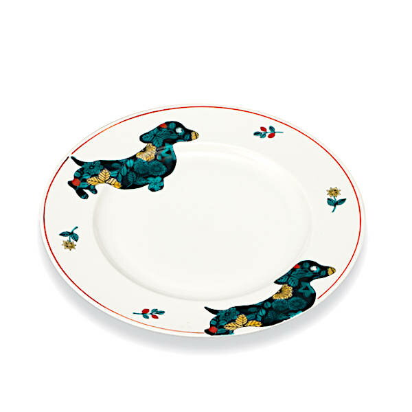 九谷焼 大志窯8.5号皿（大皿）イヌ アニマルボタニカル AP8-5079