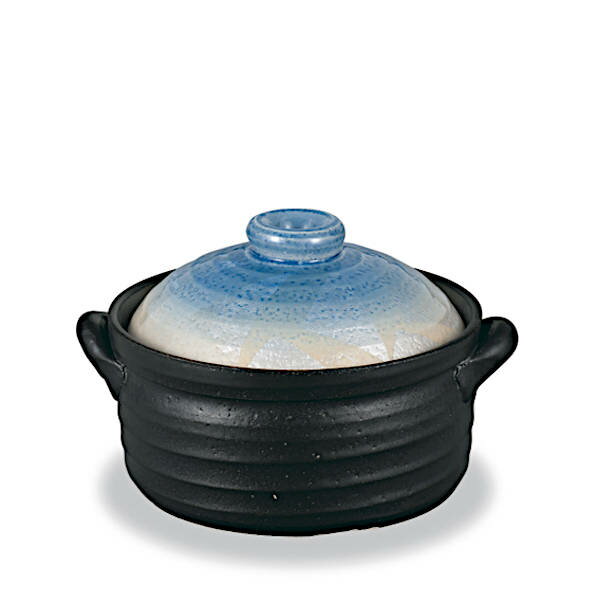 九谷焼 2号炊きご飯釜 銀彩 ブルー AP8-5110