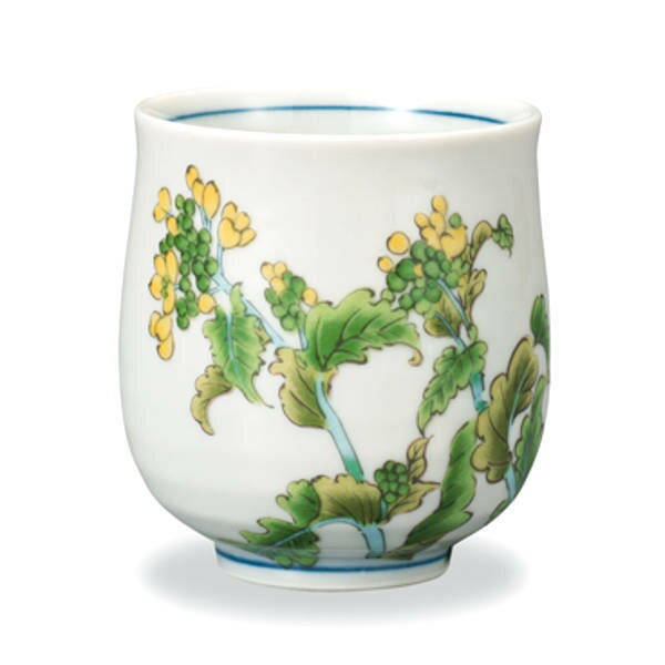 九谷焼 湯呑み 2月の菜の花 12か月の花 AP8-5126