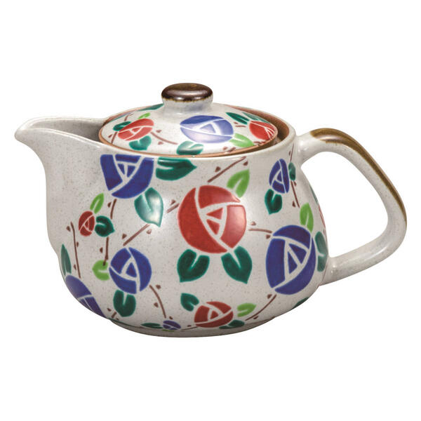 九谷焼 ポット急須（360ml）ミニバラ（網付）K9-607★