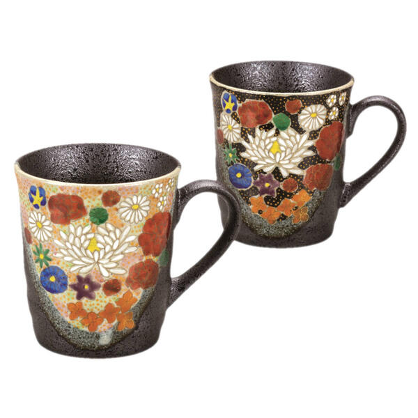 九谷焼 ペアマグカップ 花詰K9-1035