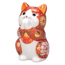 九谷焼 3.8号お祈り猫(招き猫)赤盛K9-1613
