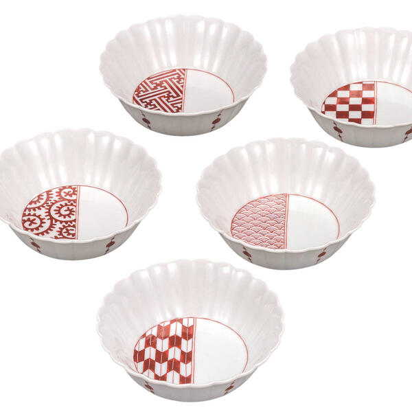 田中柚伎 九谷焼5号小鉢揃（5個セット）吉祥文様K9-246