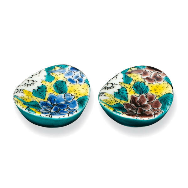 九谷焼 ペア箸置き 吉田屋風牡丹 AP8-0411