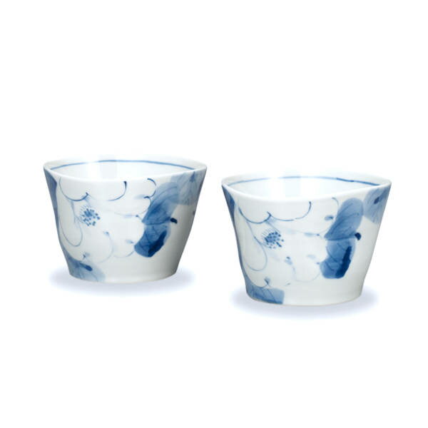 九谷焼 紅椿窯ペア3号鉢 白椿 AP8-0248