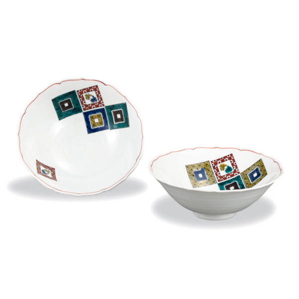 九谷焼 大志窯ペア5.5号鉢 石畳の図 AP8-0251