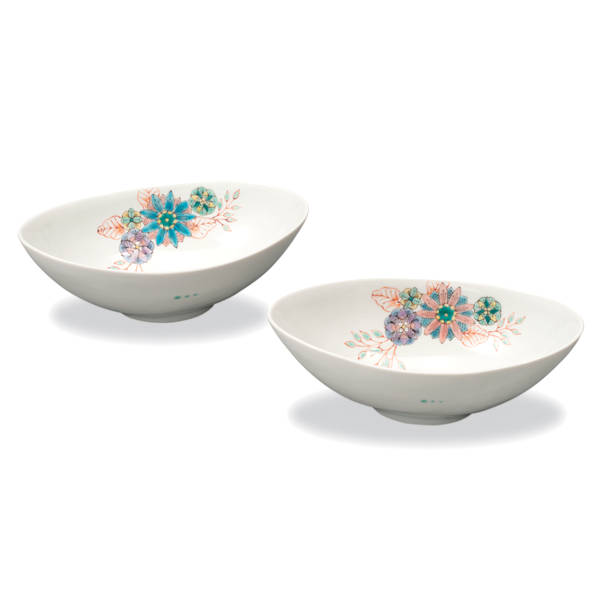 九谷焼 大志窯ペア6.5号鉢 華紋 AP8-0254