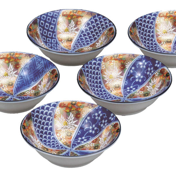 九谷焼 4.8号小鉢揃（5個セット）金花詰K9-230