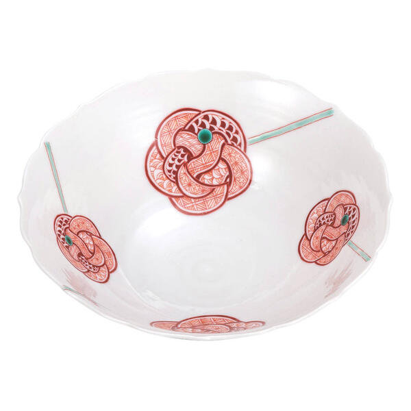 九谷焼 大志窯5.5号鉢 赤絵水引K9-279